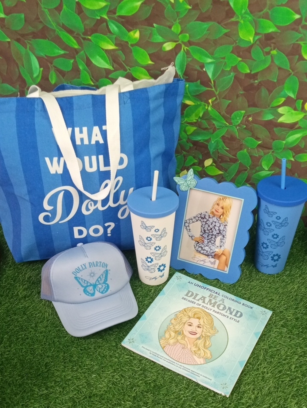 🔴 Dolly Parton Blue Striped Tote Bundle